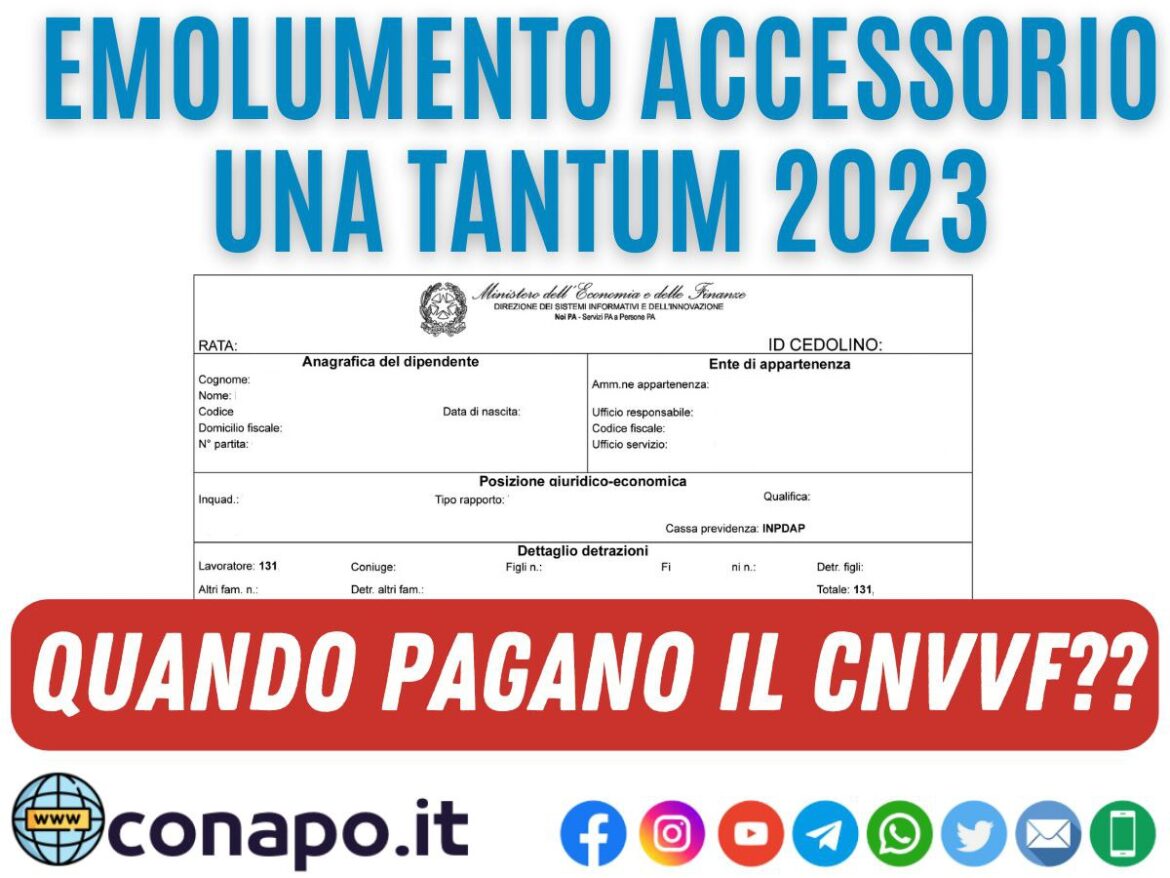 Emolumento Accessorio Una Tantum 2023 Quando Lo Pagano Al CNVVF CONAPO